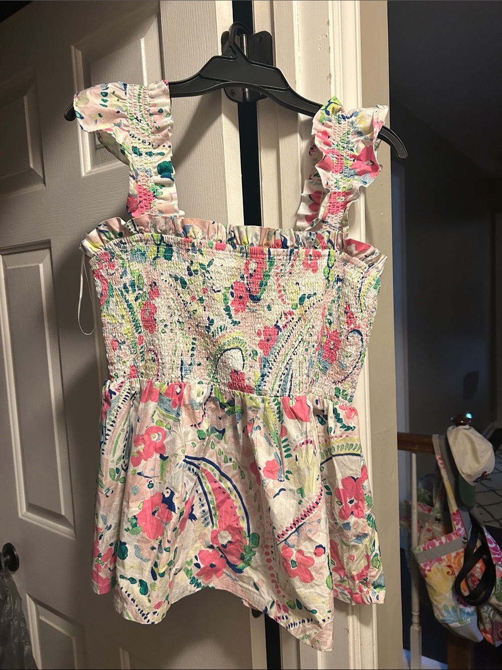 crown & ivy Pink Floral Smocked Sundress Top